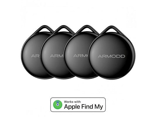 Set 4 Stck. ARMODD iTags schwarz (AirTag- Alternative) mit Find My („Wo ist?“) Unterstützung von Apple